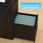 L Shaped Computer Desk with Six Drawers, Black Oak _05