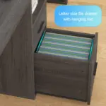 The 05.01.C_结果 is an open wooden file drawer holding letter-size colored hanging folders, labeled "Letter size file drawer with hanging rod." OEM and ODM customization available.