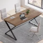 X Shaped Leg Computer Desk, Rustic Oak 60 Inch_05