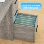 L Shaped Computer Desk with Six Drawers, Light Grey Oak _06