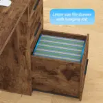 L Shaped Computer Desk with Six Drawers, Rustic Brown _06