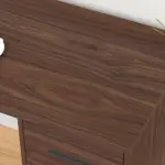 L Shaped Computer Desk with Six Drawers, Walnut _06