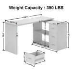 L Shaped Computer Desk with 3 Drawers, White Oak _06