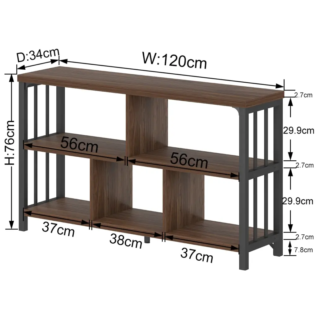 5 Cube Storage Organizer Shelf, Walnut 47 Inch_10
