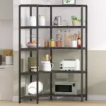 5 Tier L-Shaped Bookshelf, Rustic Brown_07