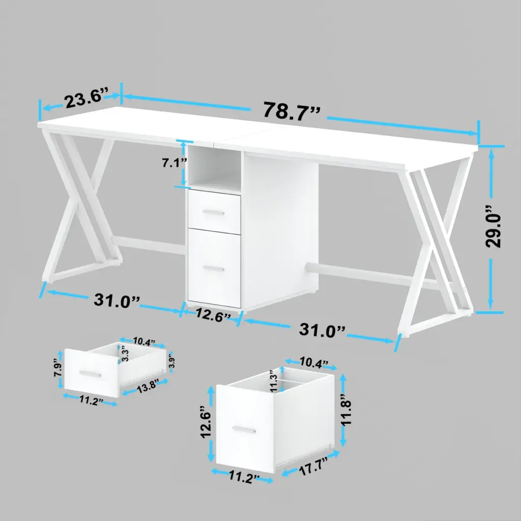 2 Person Desk with Storage Cabinet, White Oak_06