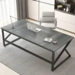 Long Computer Desk, Dark Gray Oak_10