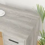L Shaped Computer Desk with Six Drawers, Light Grey Oak _08