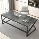 Long Computer Desk, Dark Gray Oak_11