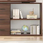 L Shaped Computer Desk with 3 Drawers, Walnut_09