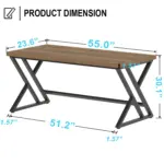 Y Shaped Leg Computer Desk, Rustic Oak 55 Inch_08