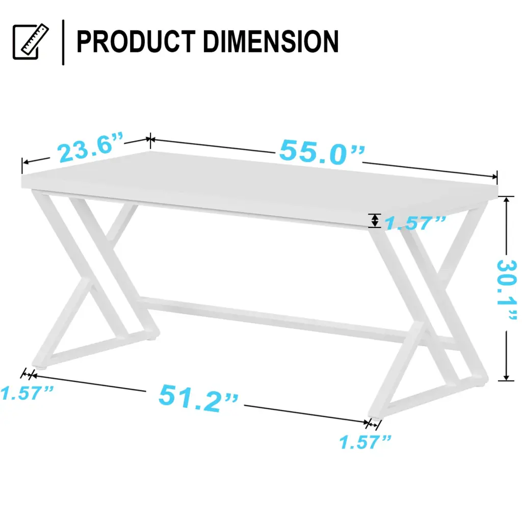 Y Shaped Leg Computer Desk, White Oak 55 Inch_08