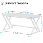 Y Shaped Leg Computer Desk, White Oak 55 Inch_08
