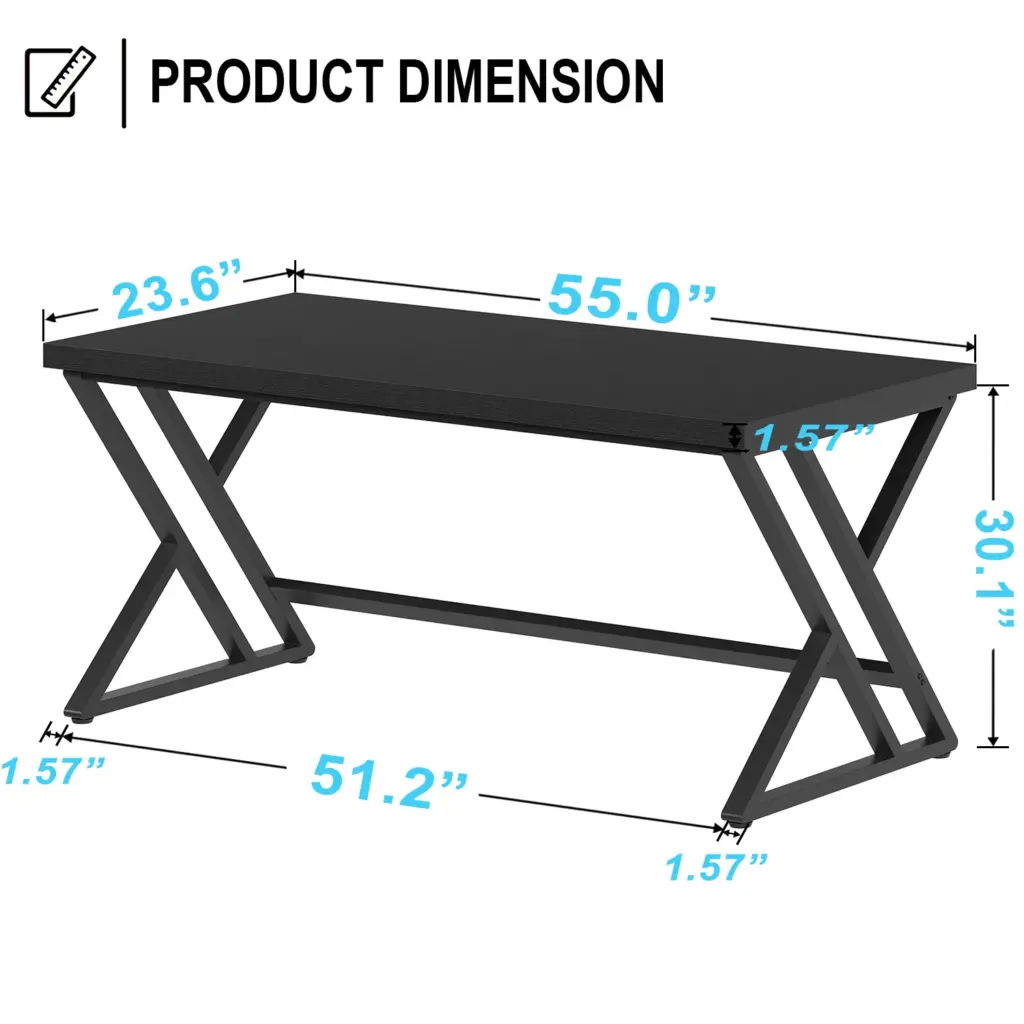 Y Shaped Leg Computer Desk, Black Oak 55 Inch_08