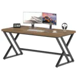 Y Shaped Leg Computer Desk, Rustic Oak 55 Inch_09