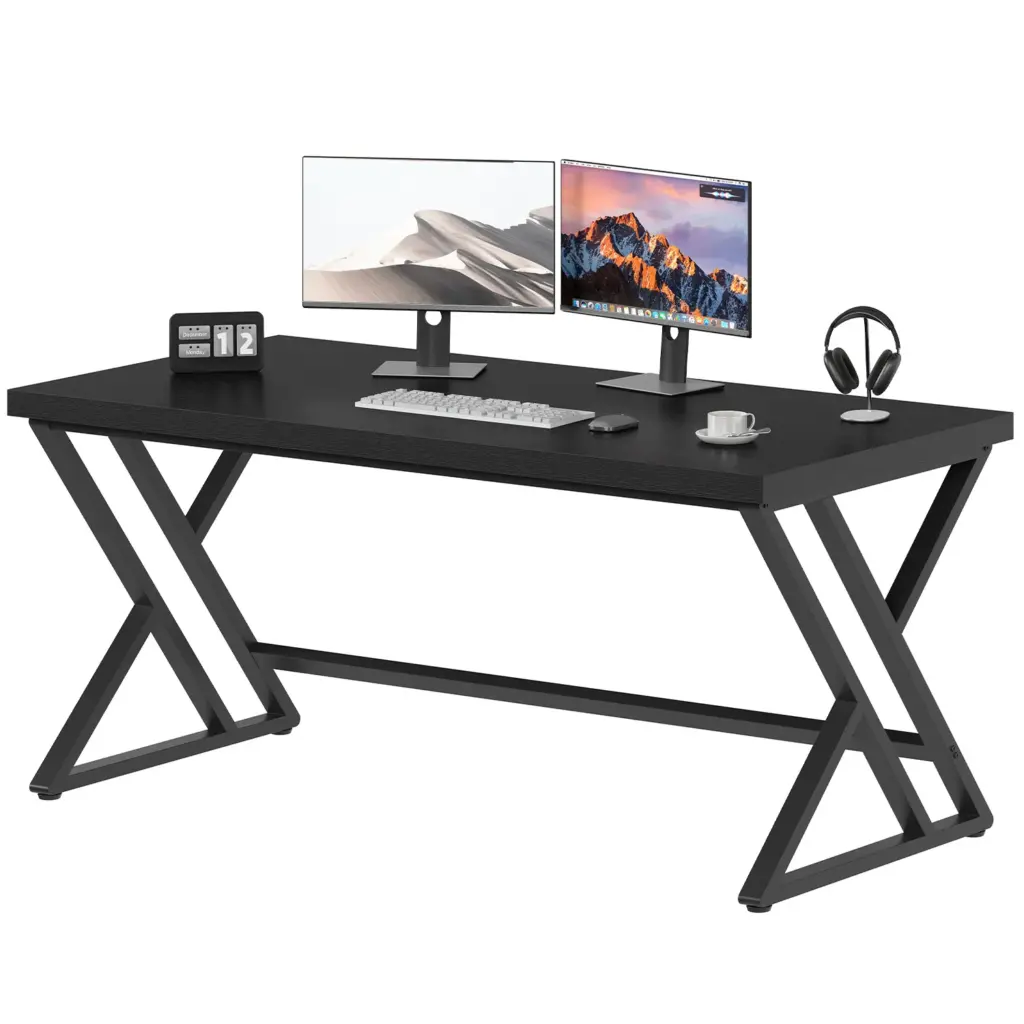 Y Shaped Leg Computer Desk, Black Oak 55 Inch_09