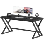 Y Shaped Leg Computer Desk, Black Oak 55 Inch_09