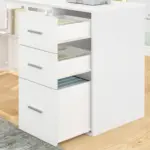 L Shaped Computer Desk with Six Drawers, White Oak _10