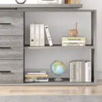 L Shaped Computer Desk with 3 Drawers, Light Grey Oak _10