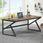 Long Computer Desk, Rustic Oak_11