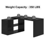 L Shaped Computer Desk with 3 Drawers, Black Oak_11