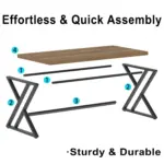 Y Shaped Leg Computer Desk, Rustic Oak 55 Inch_10