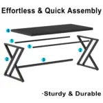 Y Shaped Leg Computer Desk, Black Oak 55 Inch_10