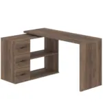 L Shaped Computer Desk with 3 Drawers, Rustic Oak _11