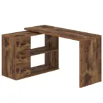 L Shaped Computer Desk with 3 Drawers, Rustic Brown _10