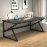 Long Computer Desk, Dark Gray Oak_16