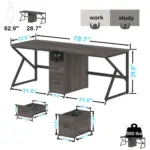 The 12.01.C_结果 OEM/ODM office desk measures 78.7” x 28.7” x 29”, features drawers, spacious legroom, a 550 lbs weight capacity, and clearly marked work/study zones.