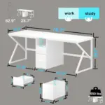 12.01.C_结果 white double-sided desk offers OEM/ODM options, measures 78.7"W x 29"H, with 23.6" & 28.7" deep sides, drawers (11.8" x 11.2" x 7.1"), and supports up to 550 lbs for sturdy use.