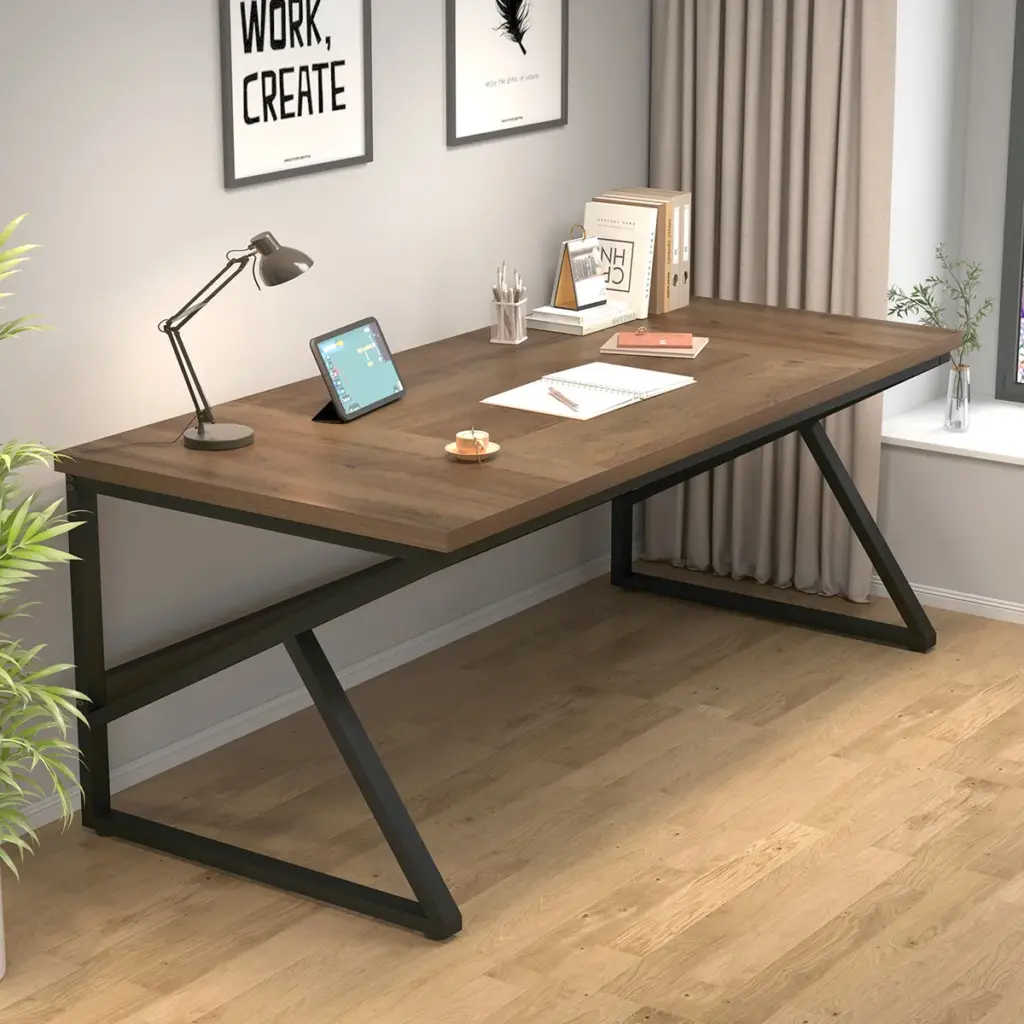 Long Computer Desk, Rustic Oak_13