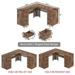 L Shaped Computer Desk with Six Drawers, Rustic Brown _13