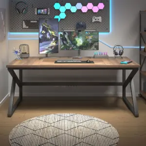 Long Computer Desk, Rustic Oak_14