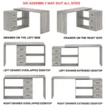 L Shaped Computer Desk with 3 Drawers, Light Grey Oak _14