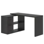 L Shaped Computer Desk with 3 Drawers, Dark Gray Oak_17