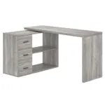 L Shaped Computer Desk with 3 Drawers, Light Grey Oak _17