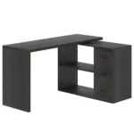 L Shaped Computer Desk with 3 Drawers, Dark Gray Oak_18