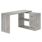 L Shaped Computer Desk with 3 Drawers, Light Grey Oak _18