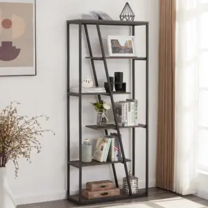 6 Tier Bookcase, Dark Gray Oak_04