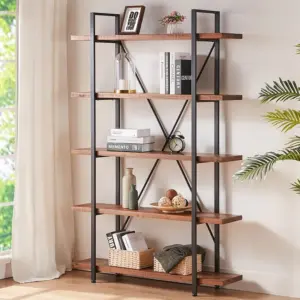 5 Tier Solid Wood Bookshelf