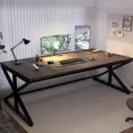 70.86 Inch Computer Desk, Dark Gray Oak_02