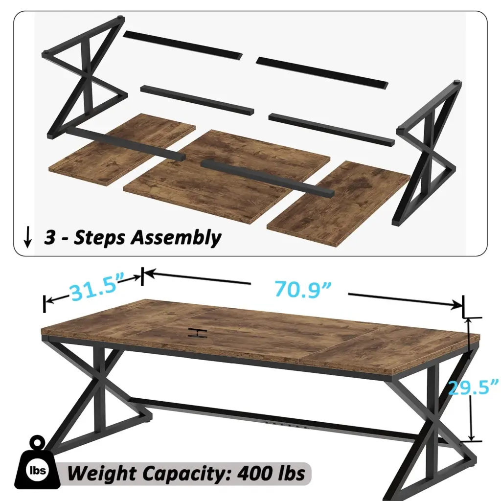 70.86 Inch Computer Desk, Rustic Brown _06