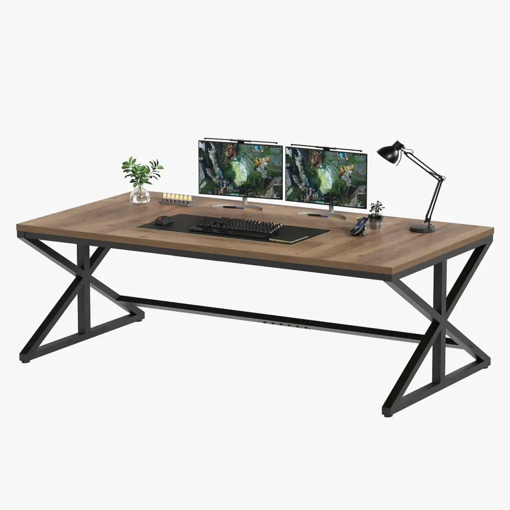 70.86 Inch Computer Desk, Rustic Oak_09