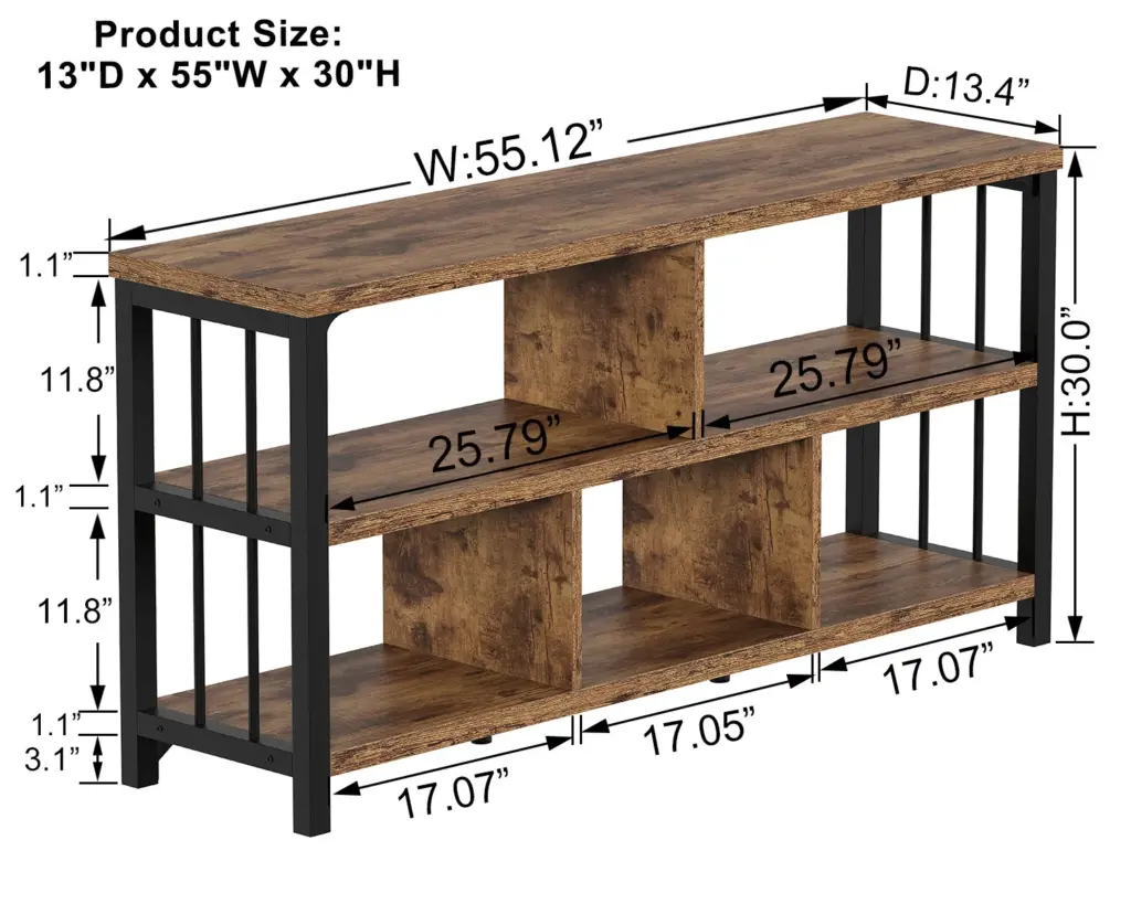 5 Cube Horizontal Bookshelf, Rustic Brown 63 Inch_12