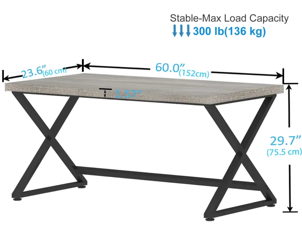 X Shaped Leg Computer Desk, Light Grey Oak 60 Inch_07