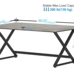 X Shaped Leg Computer Desk, Light Grey Oak 60 Inch_07