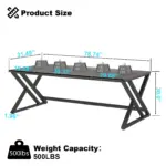 Long Y Shaped Leg Computer Desk, Dark Gray Oak 78.74 Inch_08