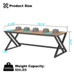 Long Y Shaped Leg Computer Desk, Rustic Oak 78.74 Inch_08